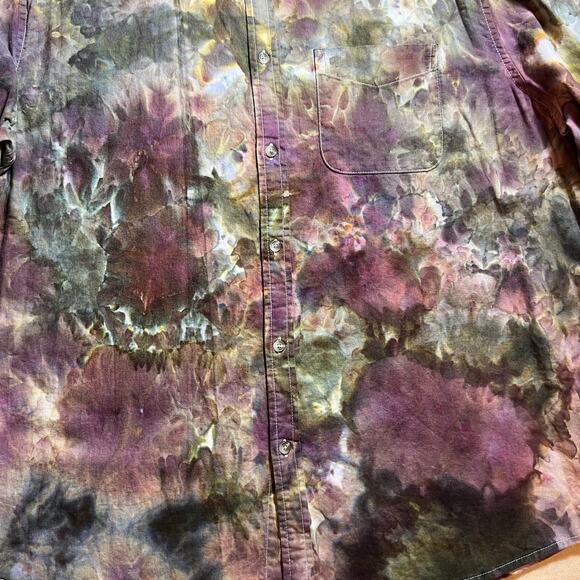 Men’s 2XL Regular Fit Short Sleeve Button Down Shirt Tie Dye Old Navy Festival - Picture 4 of 12